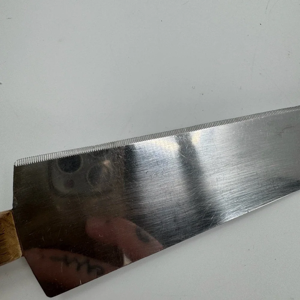 Vtg Cake Pie Server Stainless Steel Wood Handle Serrated Dessert Knife Utensil